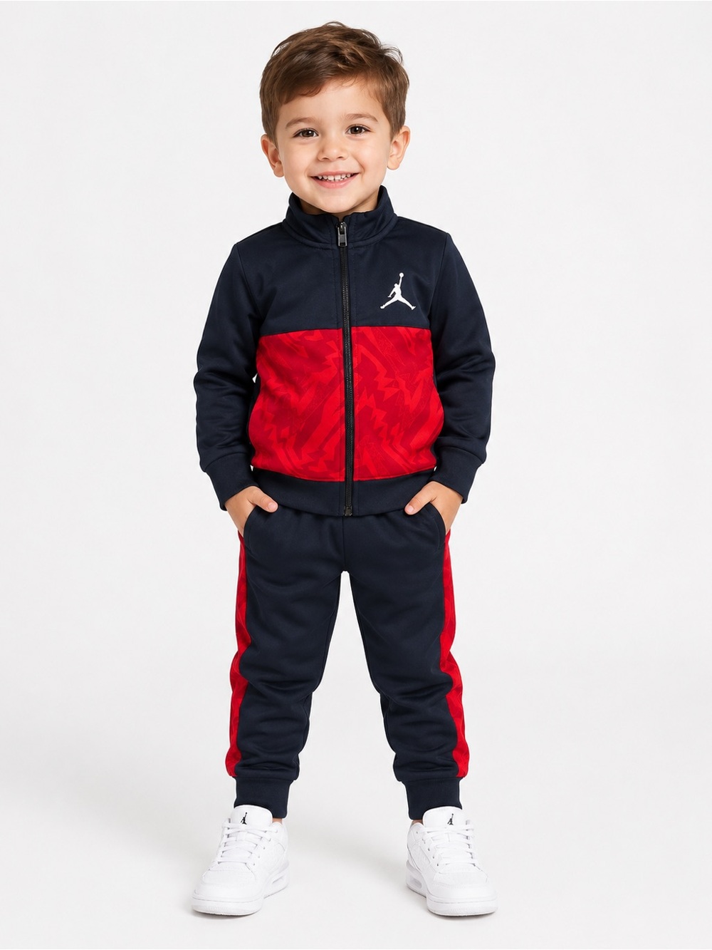 Nike Jordan Jumpman Boys Tracksuit Set Black Red Full Zip Size 4T